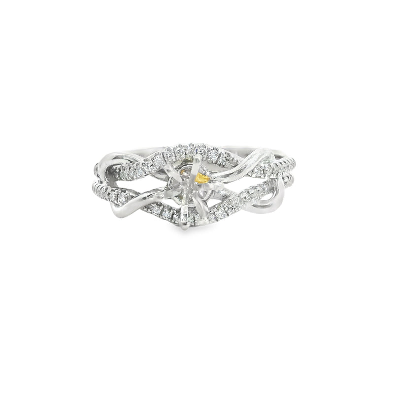 14K WG Twisted Diamond Setting