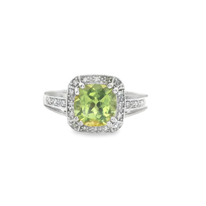 10K WG Peridot & Diamond Ring