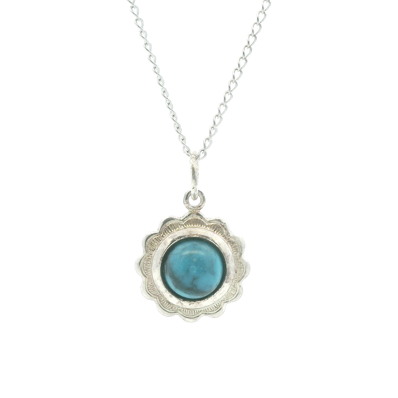 Sterling Silver Turquoise Pendant with 17