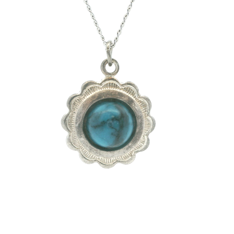 Sterling Silver Turquoise Pendant with 17