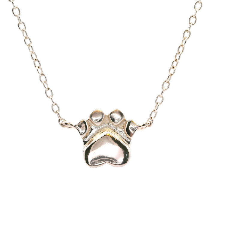 Sterling Silver Paw Print Necklace 16-18