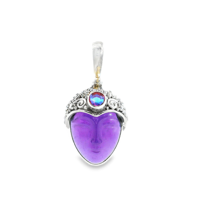 Sterling Silver Carved Amethyst Pendant