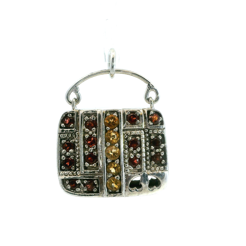 Sterling Silver Garnet & Citrine Purse Charm