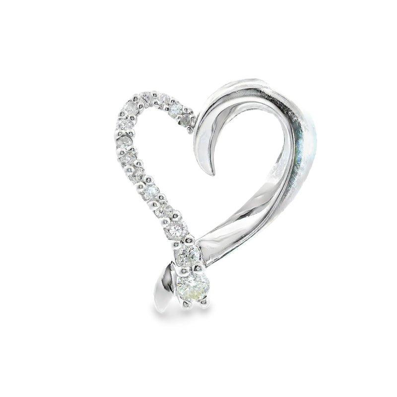 10K White Gold Diamond Heart Pendant