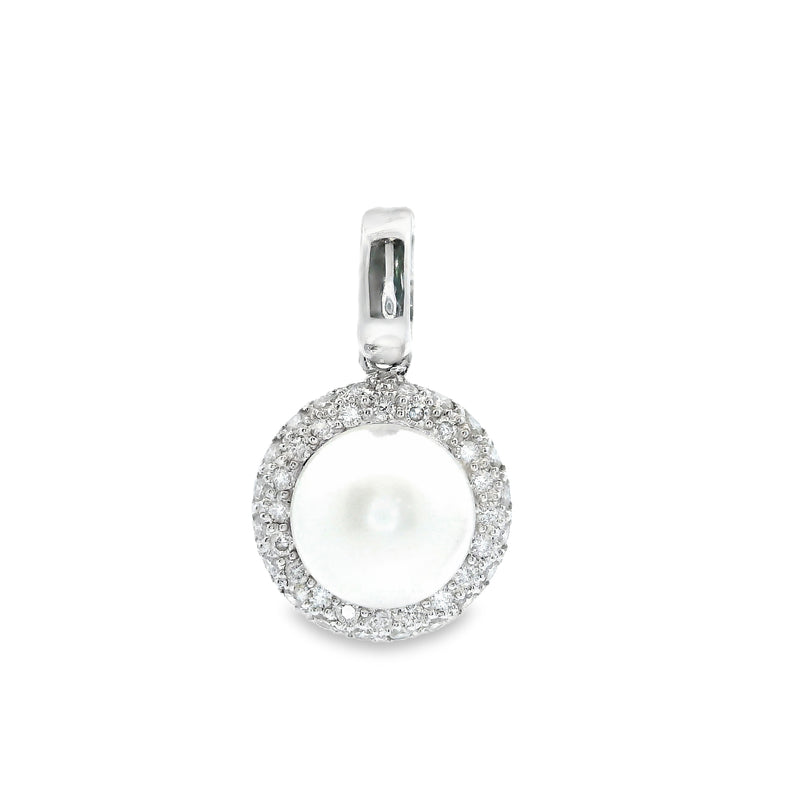 14K WG Pearl & Diamond Pendant