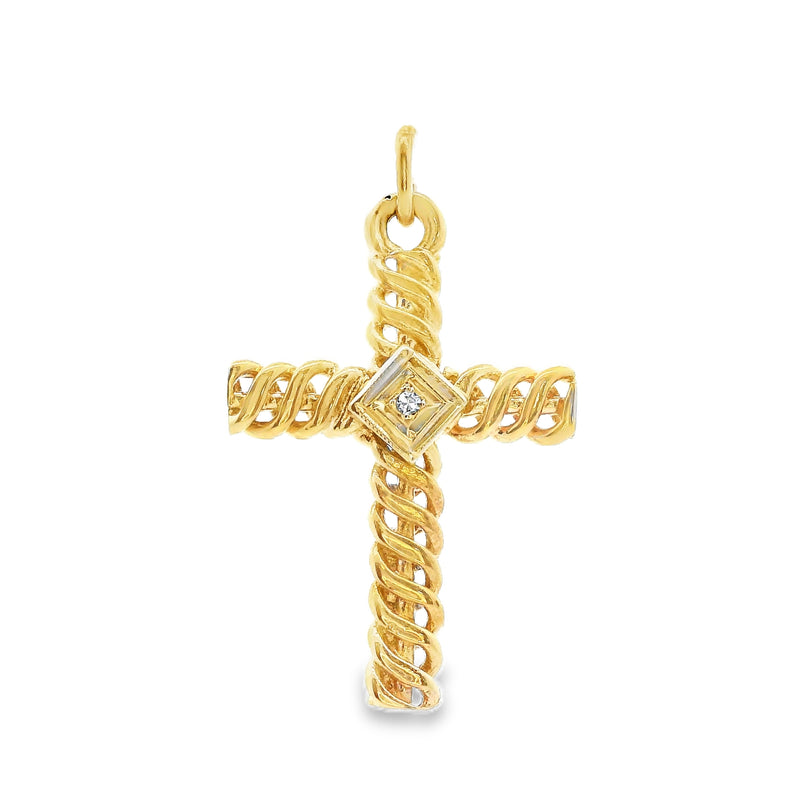 10K Yellow Gold Diamond Cross Pendant