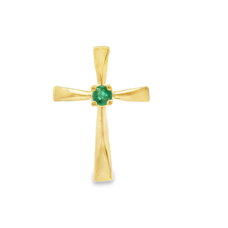 14K YG Emerald Cross