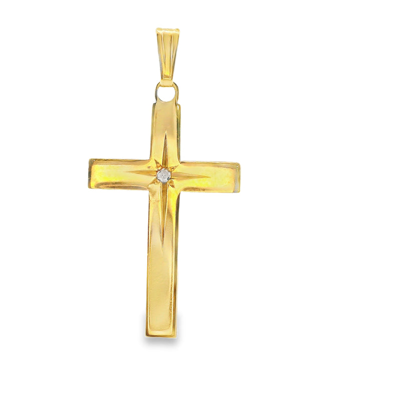 14K YG Diamond Cross