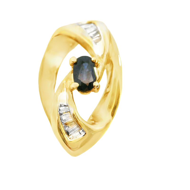 14K YG Sapphire & Diamond Slide Pendant
