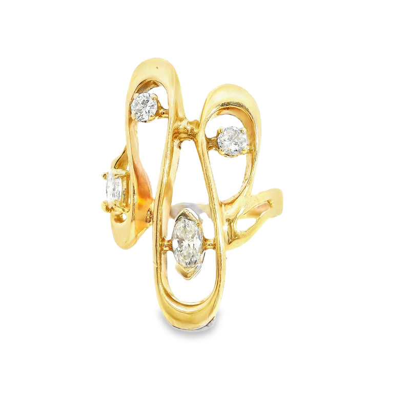 14K YG Freeform Diamond Ring