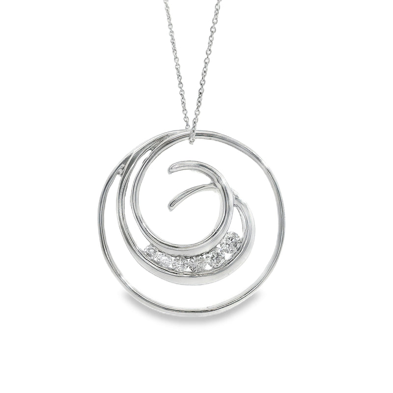 14K WG Circle Diamond Pendant