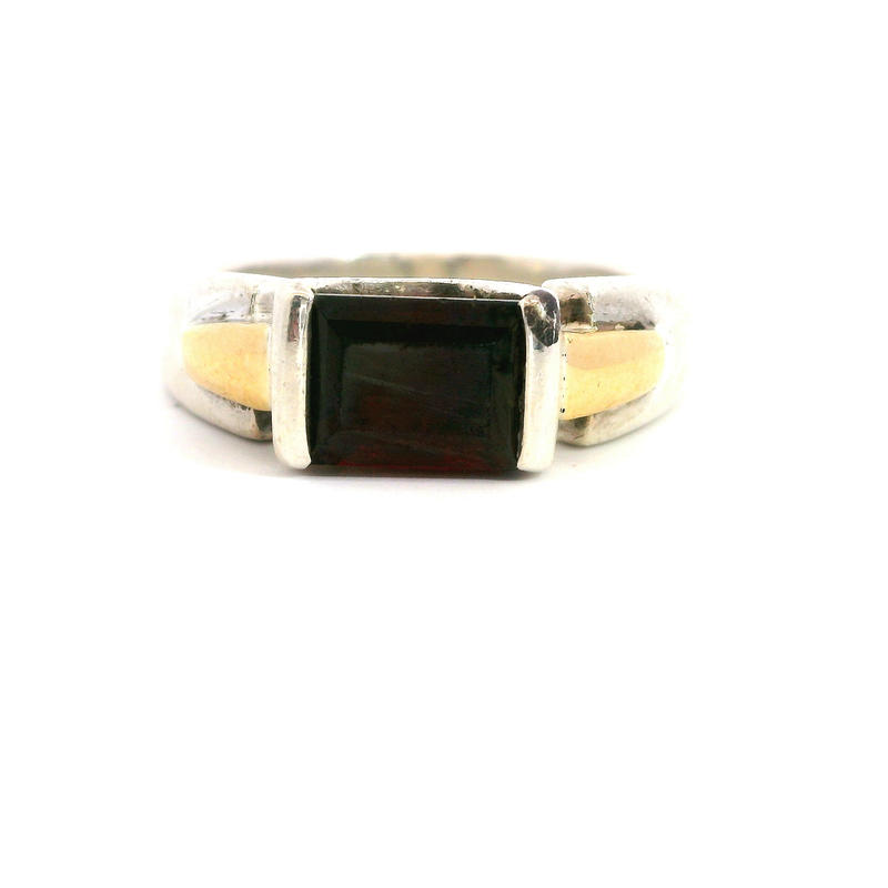 Sterling Silver & 18K YG Lorenzo Garnet Ring