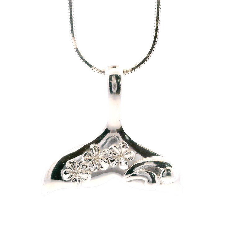 Sterling Silver Whale Tail Pendant with 20