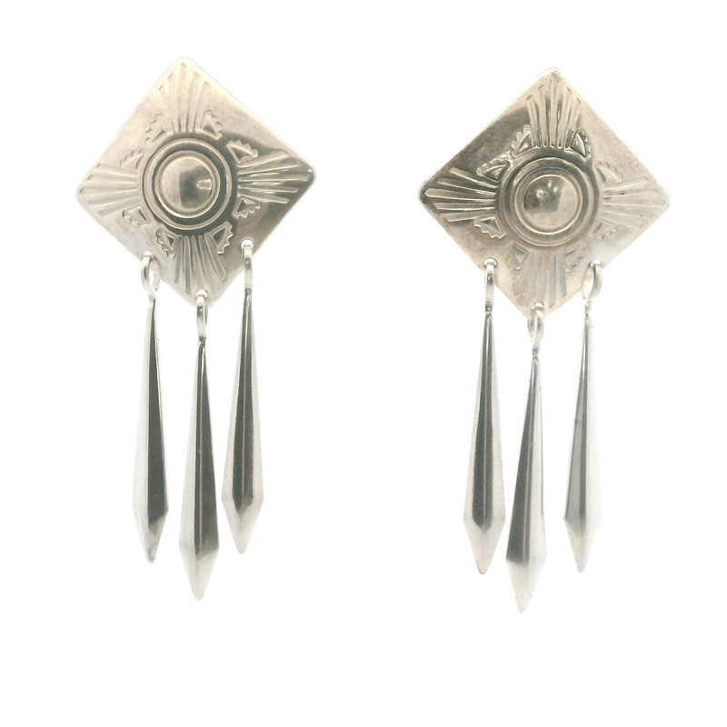 Sterling Silver Native American Dangle Earrings