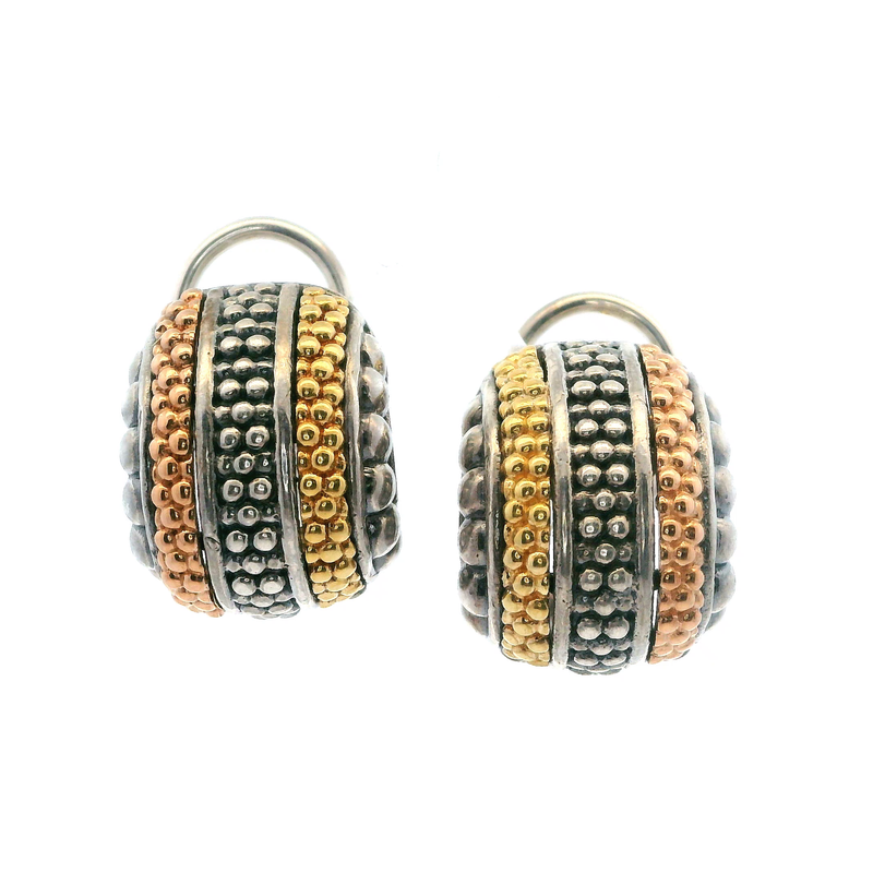 Lagos Caviar Sterling Silver & 18K Earrings