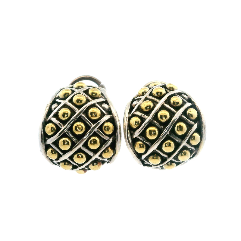 Lagos Caviar Sterling Silver & 18K YG Earrings