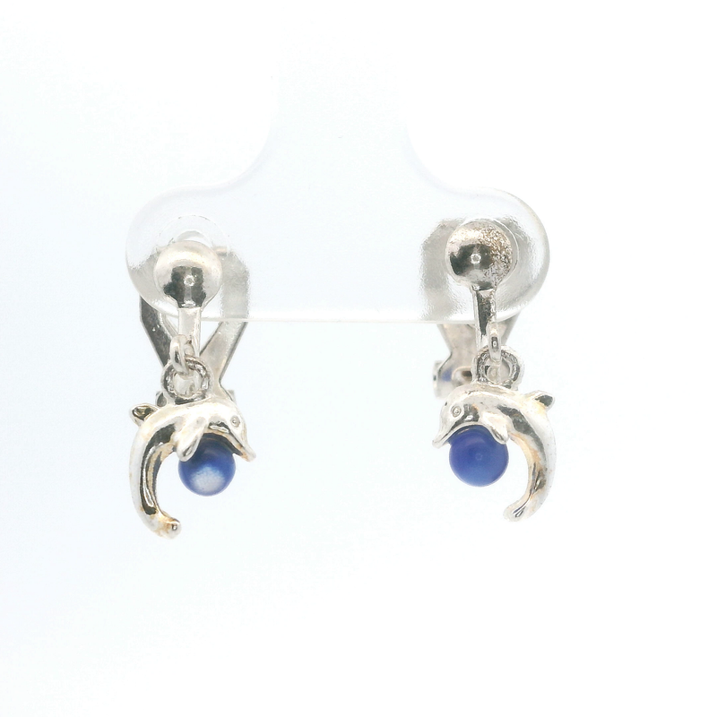 Silver Dolphin Clip on Earrings