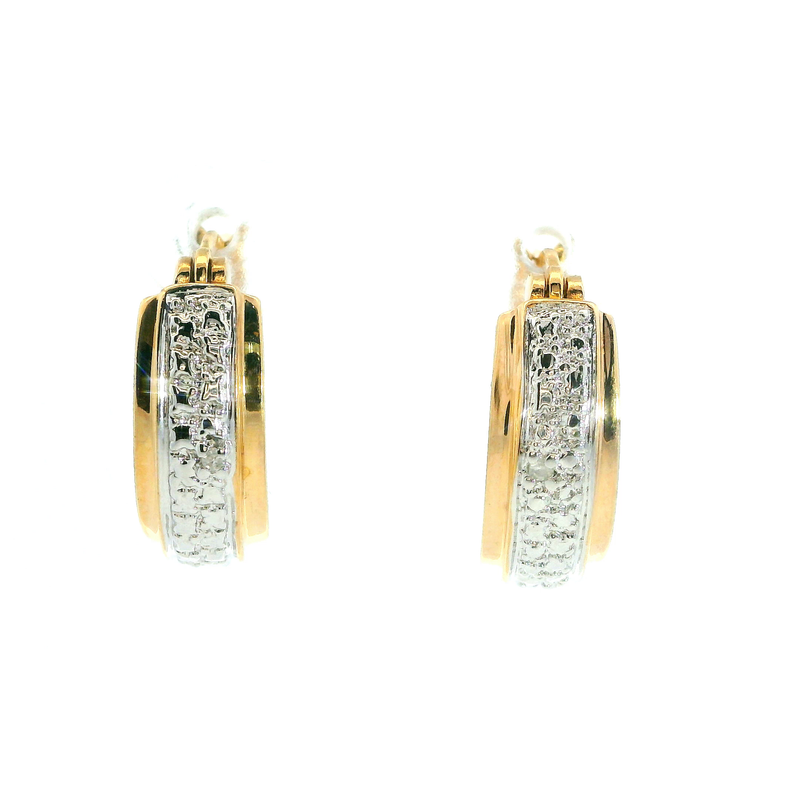Gold Plated Sterling Silver Diamond Hoop Earrings
