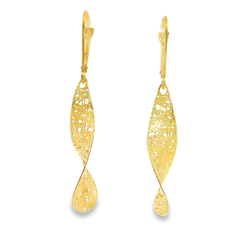 14K YG Propellor Drop Earrings