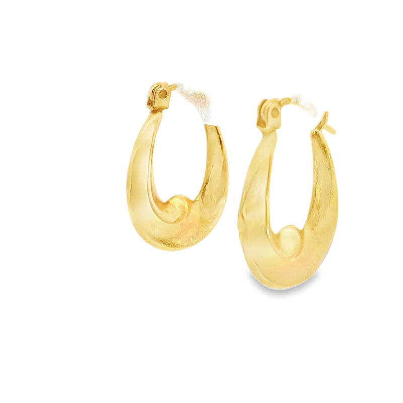 14K YG Oval Hoop Earrings