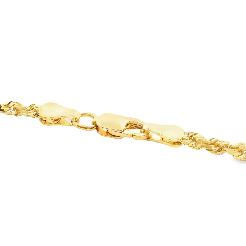 14K YG Diamond Cut Rope Chain 18