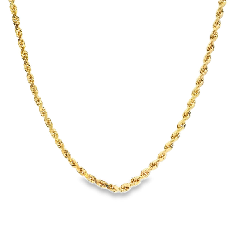 14K YG Diamond Cut Rope Chain 24