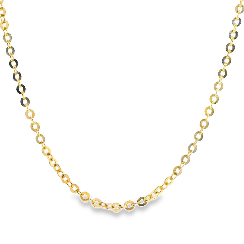 18K YG Wide Diamond Cut Cable Link Chain 19
