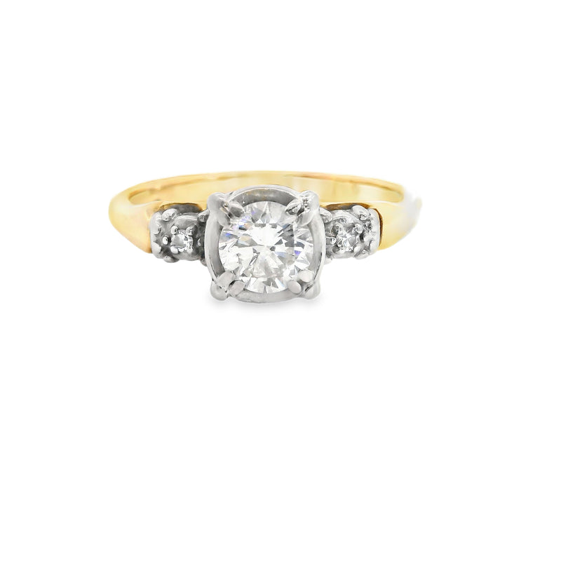 14K Two Tone Vintage Diamond Ring