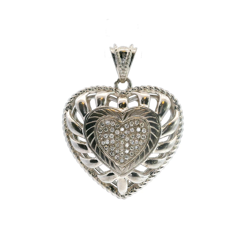 Sterling Silver Diamond Heart Pendant