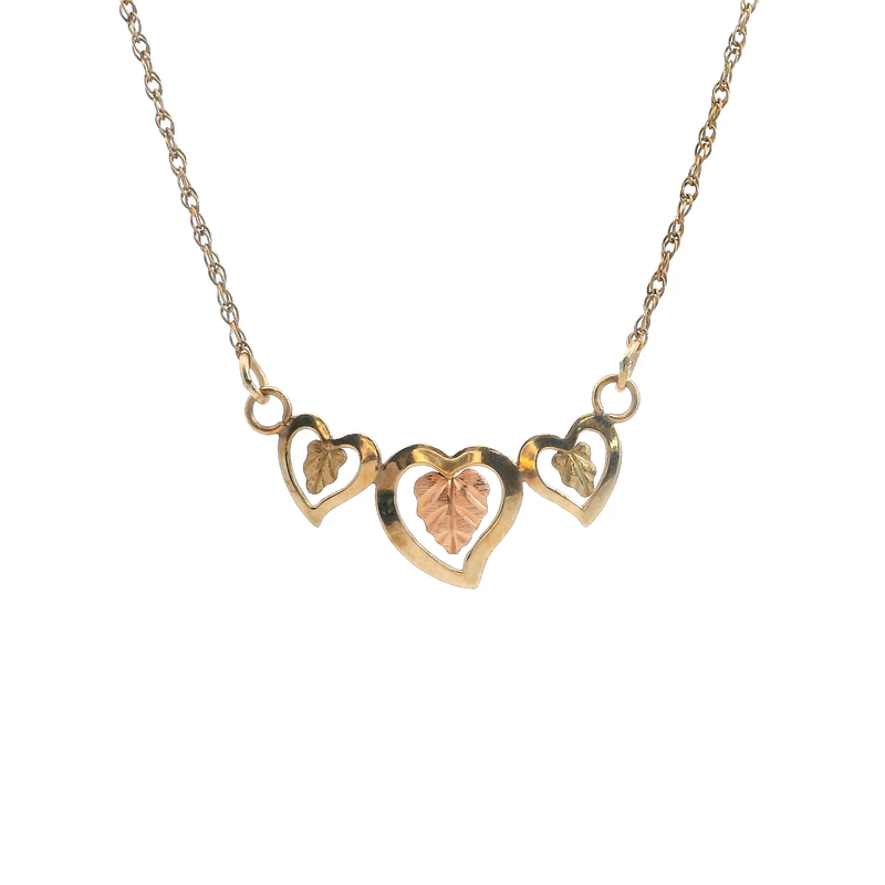 10K Two Tone Heart Necklace 16