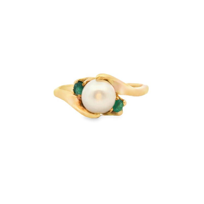 10K YG Pearl & Emerald Ring