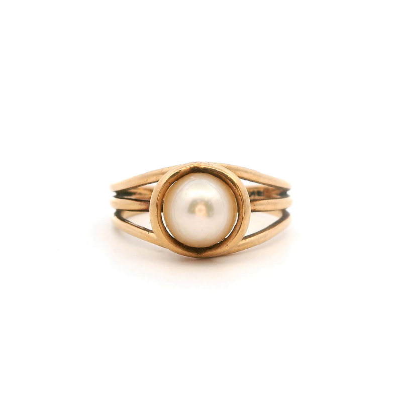 10K YG Pearl Ring