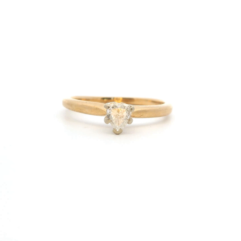 14K YG Heart Shape Solitaire Diamond Ring