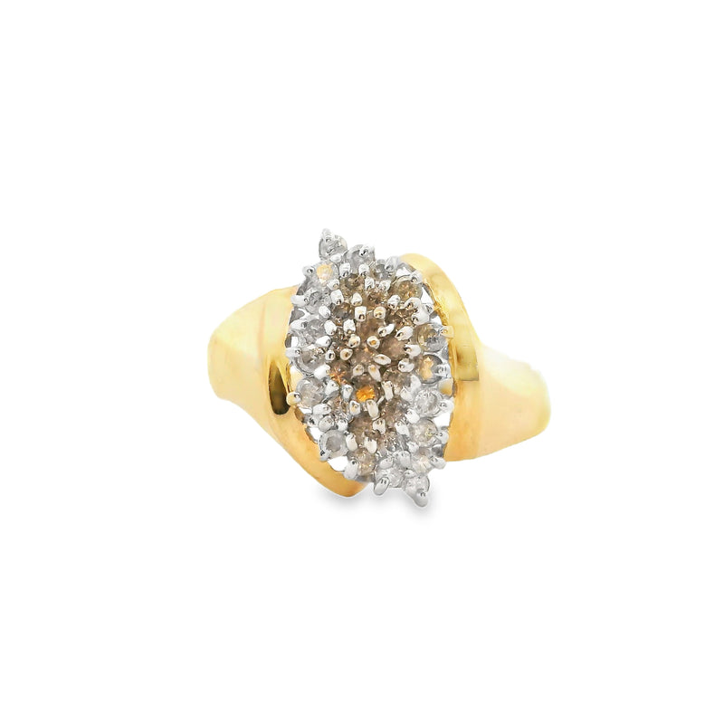14K YG Diamond Cluster Ring