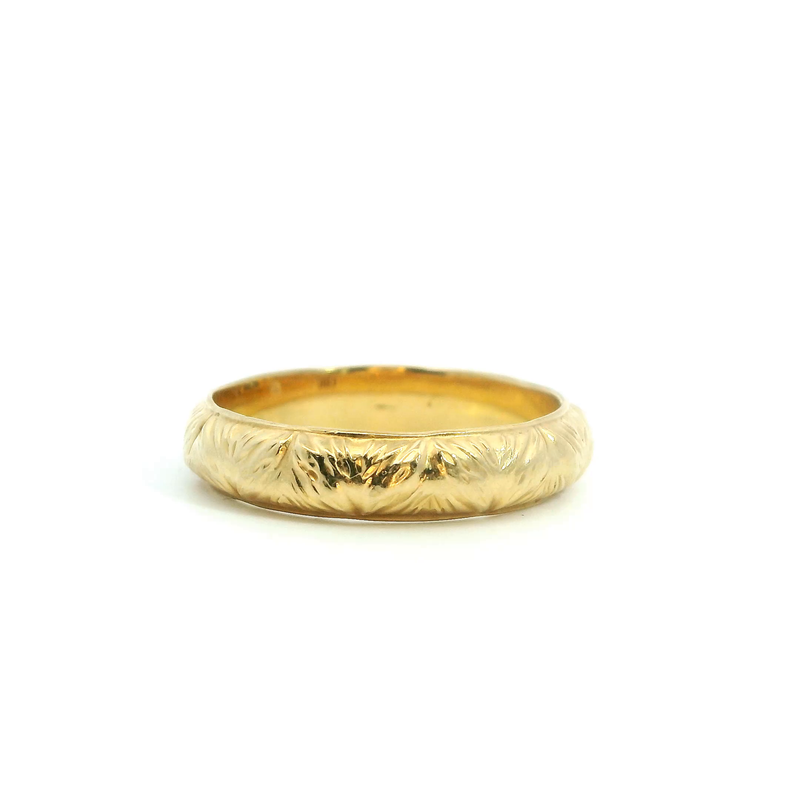 14K YG Hollow Etched Band