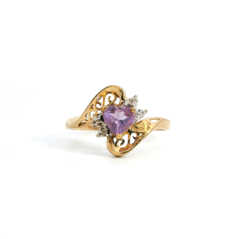 10K YG Purple CZ & Dia Ring