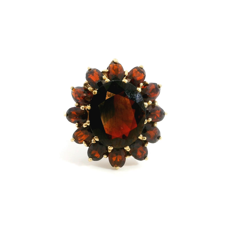 14K YG Garnet Ring