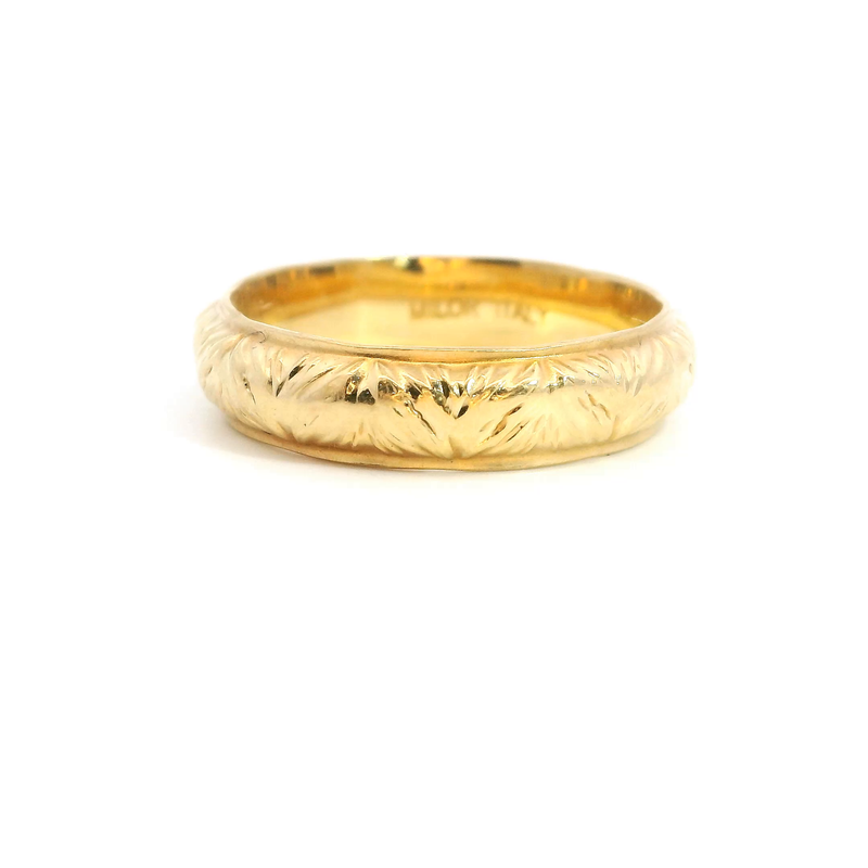 14K YG Hollow Etched Band