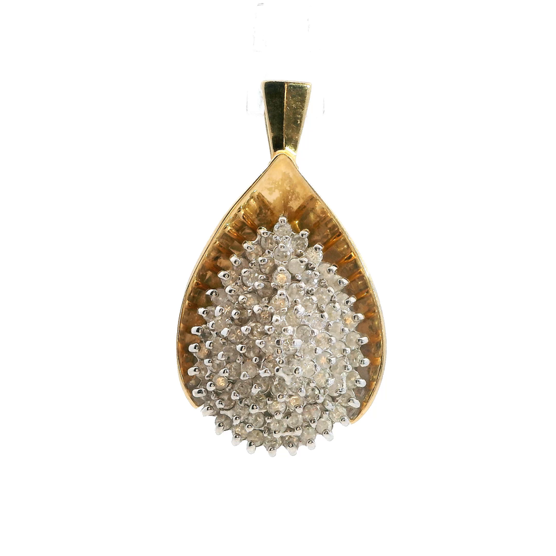 14K YG Cluster Diamond Pendant