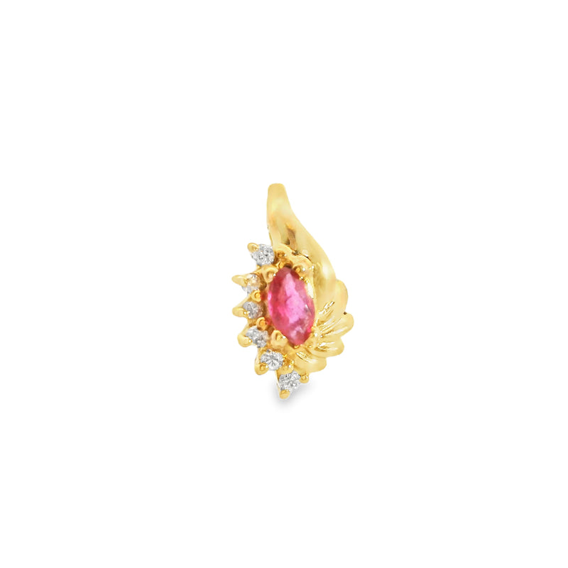 14K YG Ruby & Diamond Pendant