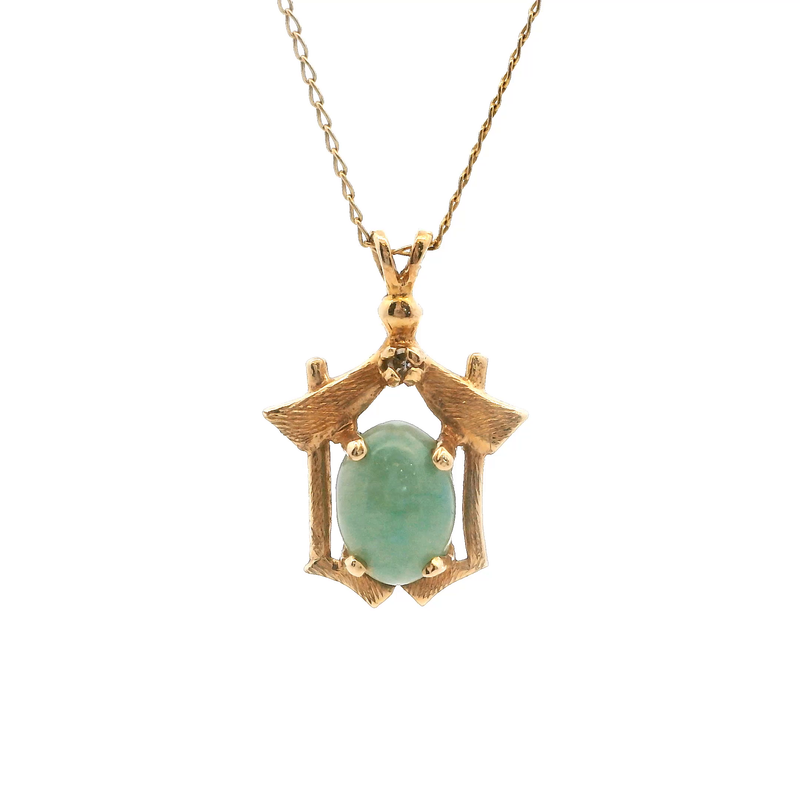 14K YG Jade Pendant & Chain