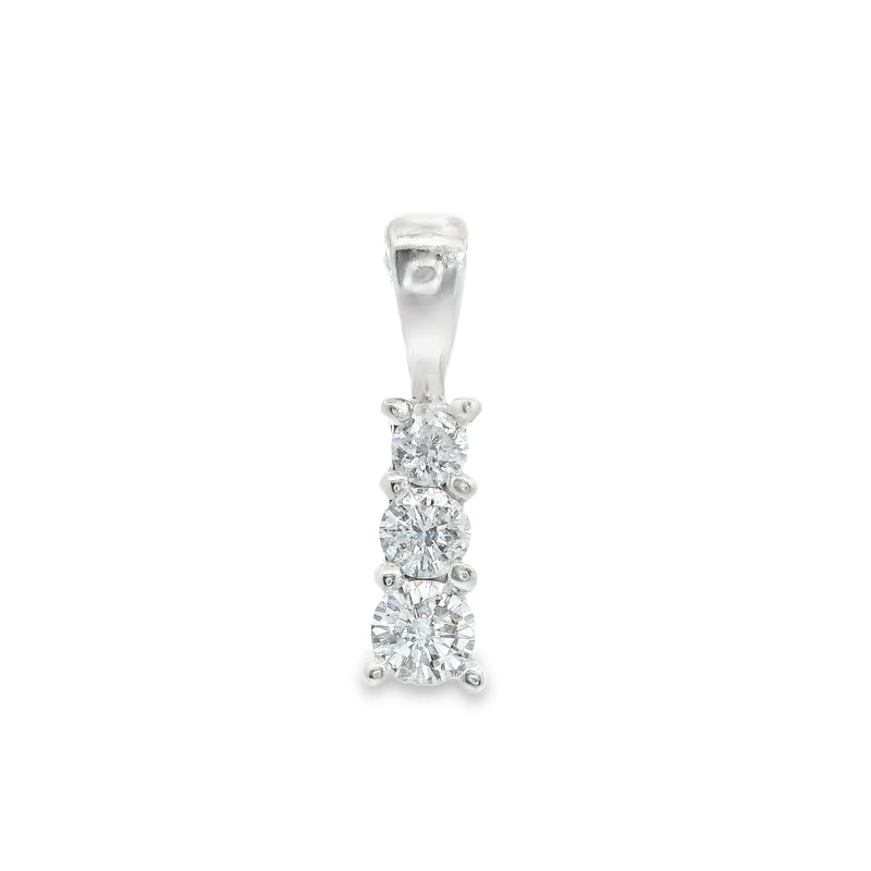 14K WG Three Stone Diamond Pendant