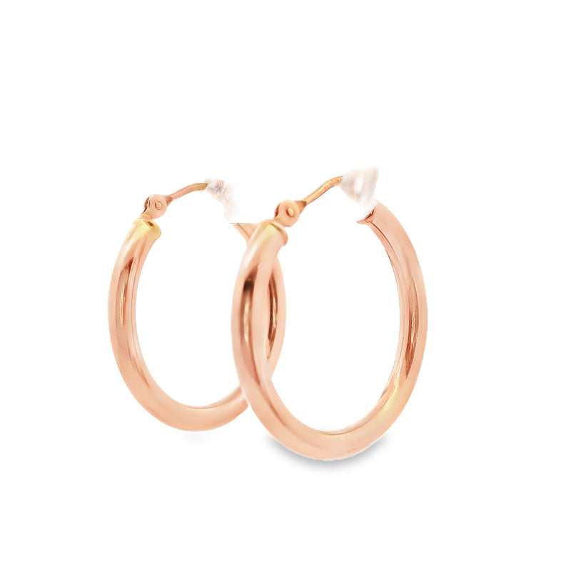 14K RG 3mm Hoop Earrings