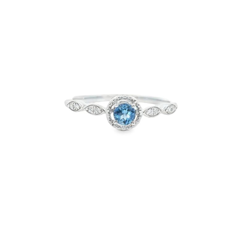 14K WG Aquamarine & Diamond Ring