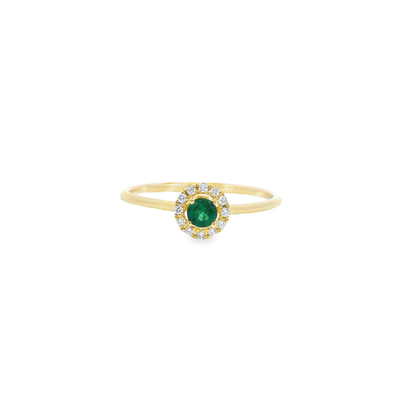 14K YG Emerald & Diamond Ring