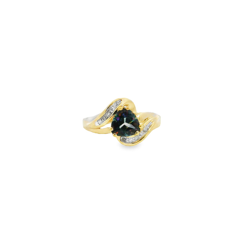 10K YG Mystic Topaz & Diamond Ring
