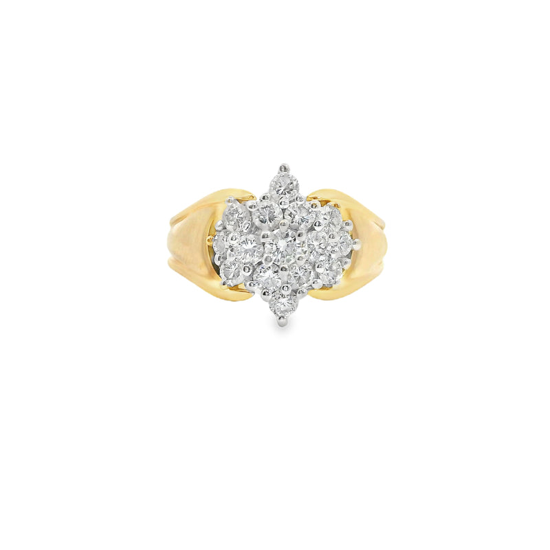 14K YG Diamond Cluster Ring