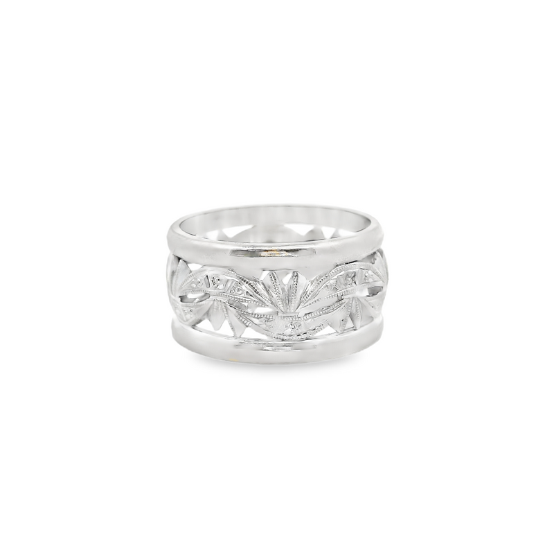 14K White Gold Wide Fashion Ring