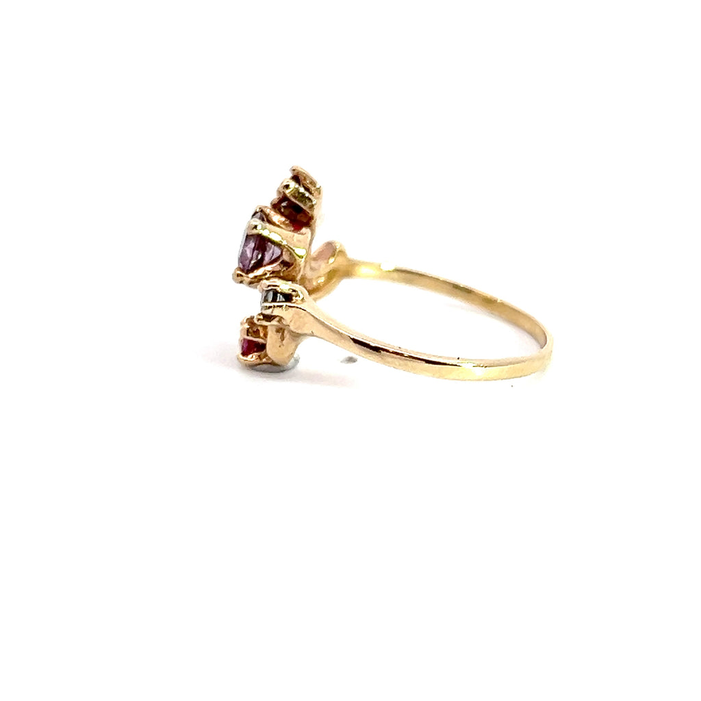 14K YG Multi Stone Freeform Ring