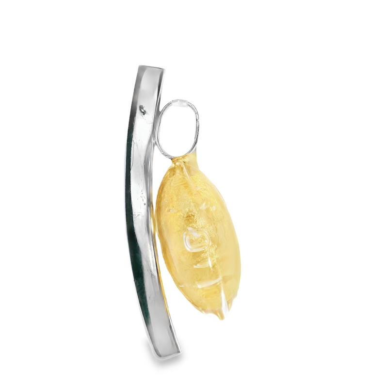 Sterling Sliver and Yellow Glass Pendant